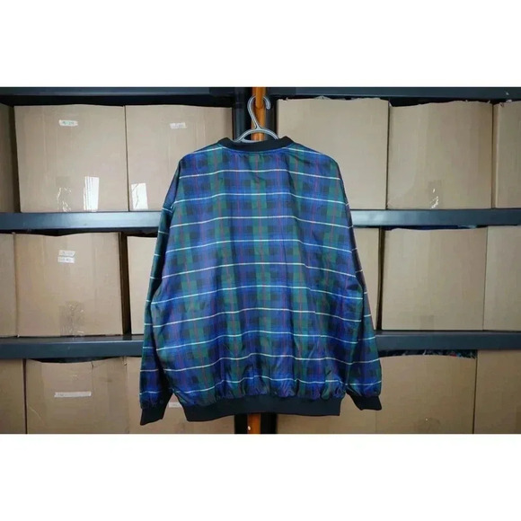 Vintage Nylon Plaid Pullover V-neck 90s Sports XXL #518 - Picture 2 of 3